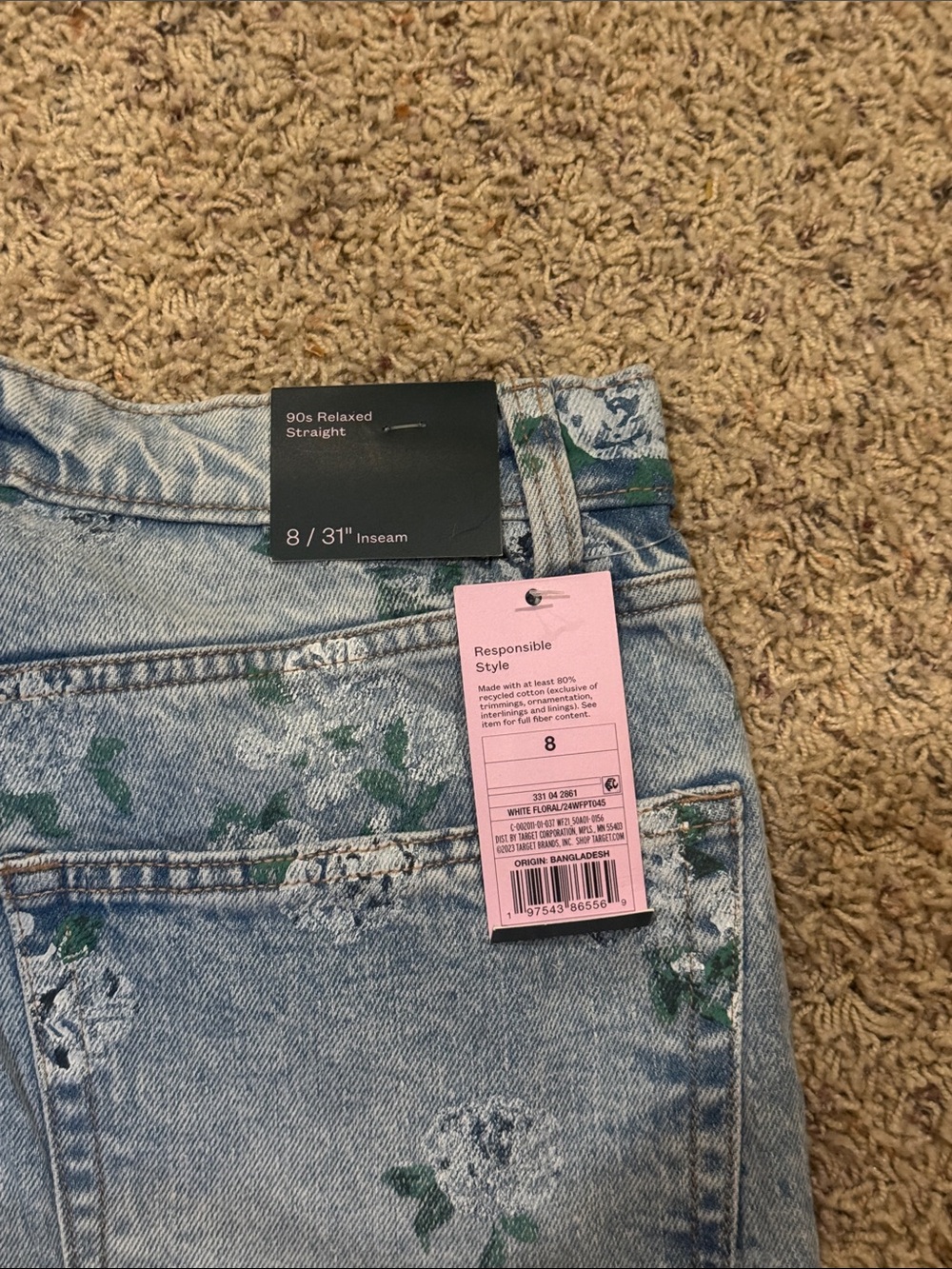 wild fable Light Blue Denim High-Rise Jeans with Green Floral Print - Picture 5 of 5